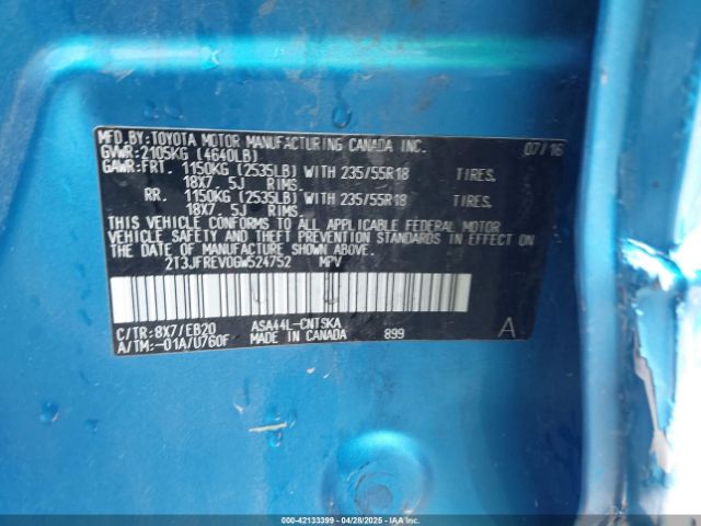 2T3JFREV0GW524752 Toyota RAV4 SE