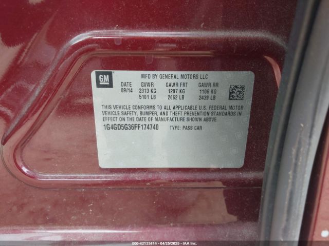 1G4GD5G36FF174740 Buick Lacrosse Premium I