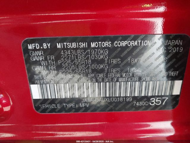 2020 MITSUBISHI OUTLANDER SPORT JA4AR3AUXLU018199 Photo 8
