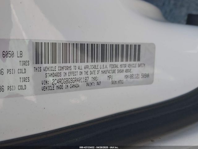 2C4RDGBG9GR401187 Dodge Grand Caravan American Value Pkg