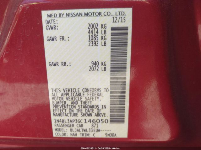 1N4BL3AP3GC146050 Nissan Altima 3.5 Sl