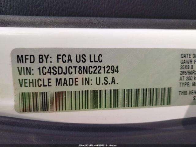 2022 DODGE DURANGO 1C4SDJCT8NC221294 Photo 8