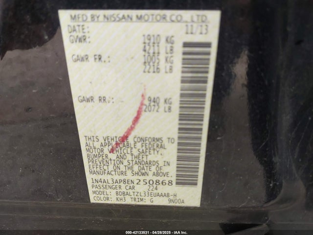 1N4AL3AP8EN250868 Nissan Altima 2.5 Sv
