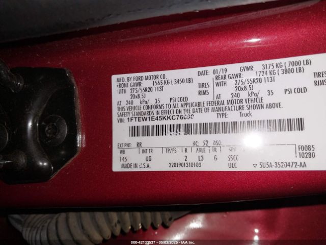 1FTEW1E45KKC76090 Ford F-150 Xlt