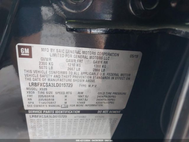 LRBFXCSA3LD015729 Buick Envision Fwd Essence