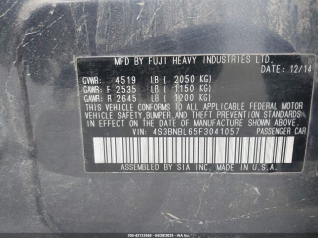 4S3BNBL65F3041057 Subaru Legacy 2.5i Limited
