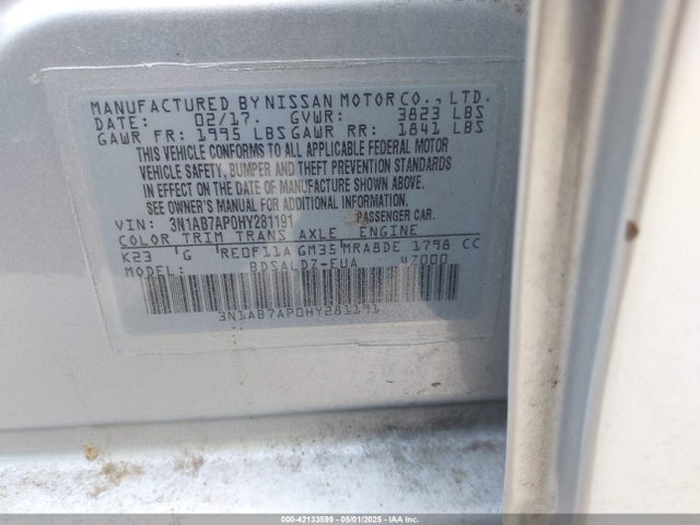 3N1AB7AP0HY281191 Nissan SENTRA SV