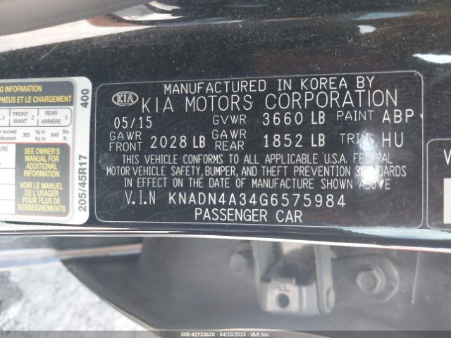 KNADN4A34G6575984 KIA Rio Sx
