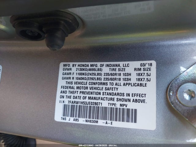 7FARW1H53JE028071 Honda CR-V EX