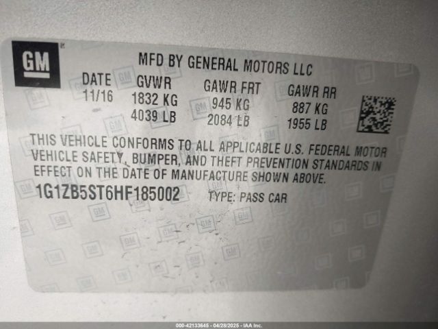 1G1ZB5ST6HF185002 Chevrolet MALIBU LS