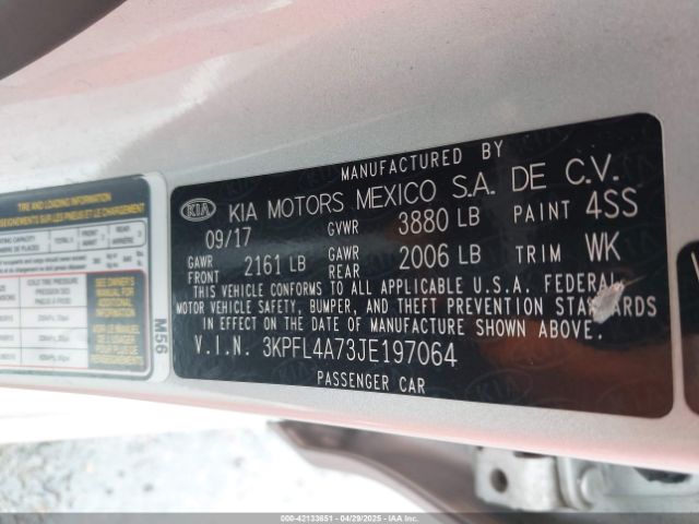 3KPFL4A73JE197064 KIA FORTE LX