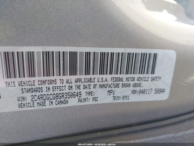 2C4RDGCG8GR350649 Dodge Grand Caravan Sxt