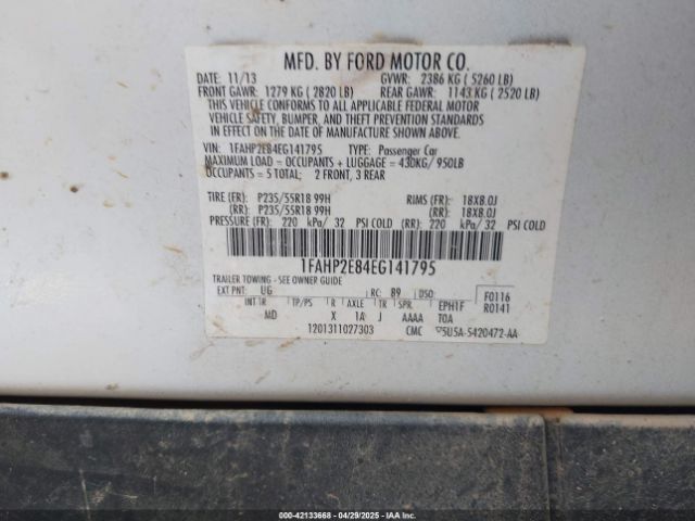 1FAHP2E84EG141795 Ford TAURUS SEL