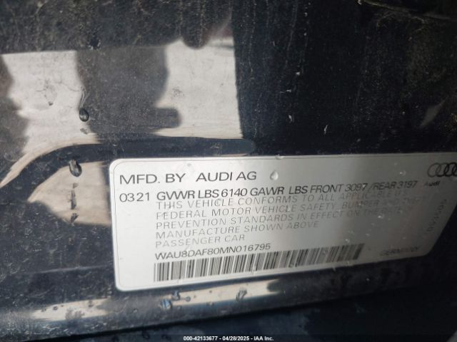WAU8DAF80MN016795 Audi A8 L 55 Tfsi Quattro Tiptronic