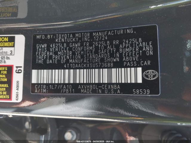 4T1DAACKXSU573688 Toyota CAMRY LE