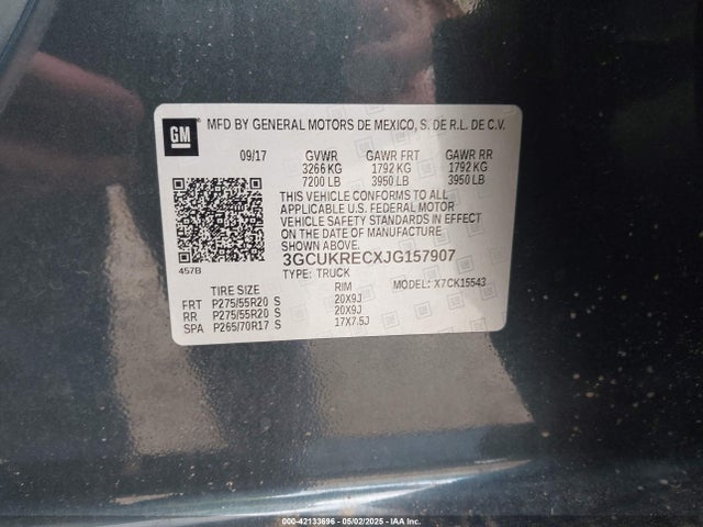 3GCUKRECXJG157907 Chevrolet Silverado 1500 2lt