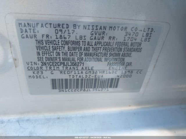 2018 NISSAN VERSA NOTE 3N1CE2CP8JL356271 Photo 8