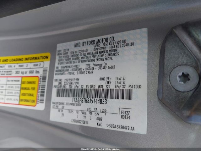1FA6P8TH8J5144833 Ford Mustang Ecoboost