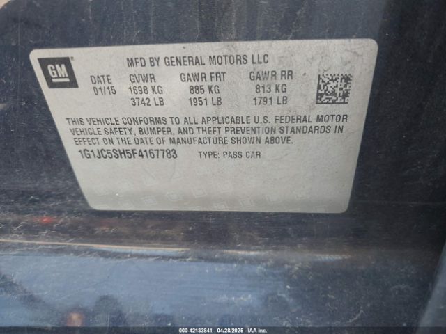 1G1JC5SH5F4167783 Chevrolet Sonic Lt Auto