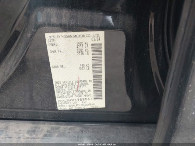 1N4AL3APXEN368047 Nissan Altima 2.5 S