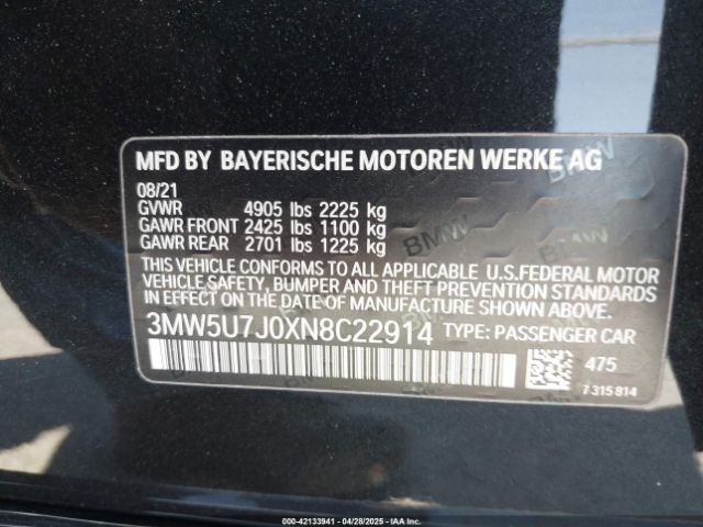 3MW5U7J0XN8C22914 BMW 3 Series M340i