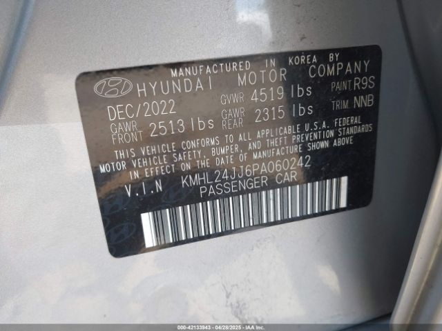 KMHL24JJ6PA060242 Hyundai Sonata Hybrid Blue