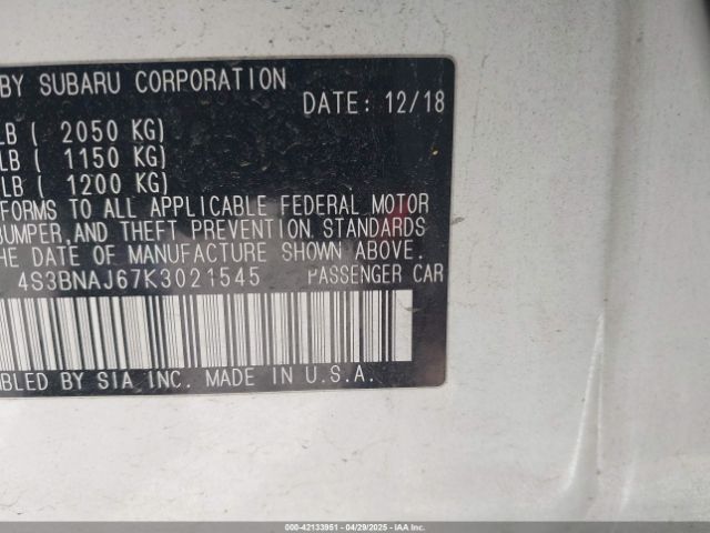 4S3BNAJ67K3021545 Subaru Legacy 2.5i Limited