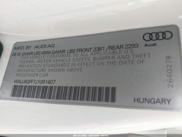 2018 AUDI A3 WAUJ8GFF7J1091407 Photo 8