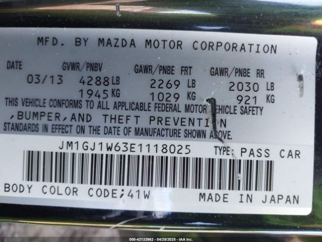 JM1GJ1W63E1118025 Mazda Mazda6 I Grand Touring