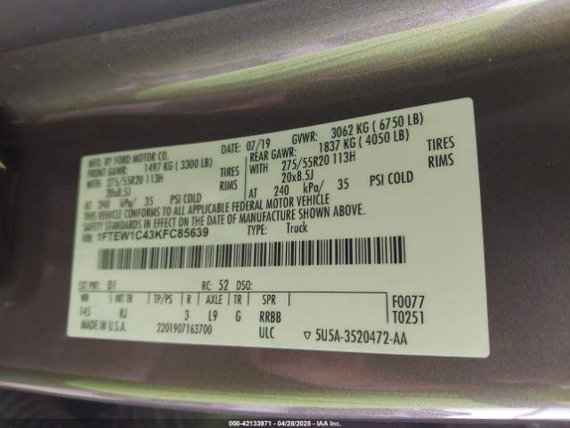 1FTEW1C43KFC85639 Ford F-150 King Ranch