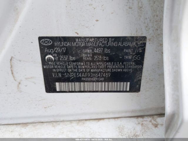 5NPE34AF9JH647489 Hyundai Sonata Limited