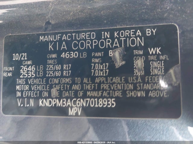 KIA gdi theta-ii 2022 KNDPM3AC6N7018935 Image 9