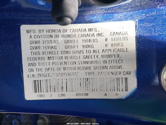 Honda Civic Lx 2018 2HGFC2F52JH508422 Image 9