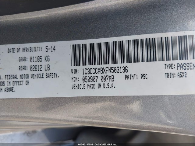 1C3CCCABXFN503136 Chrysler 200 Limited