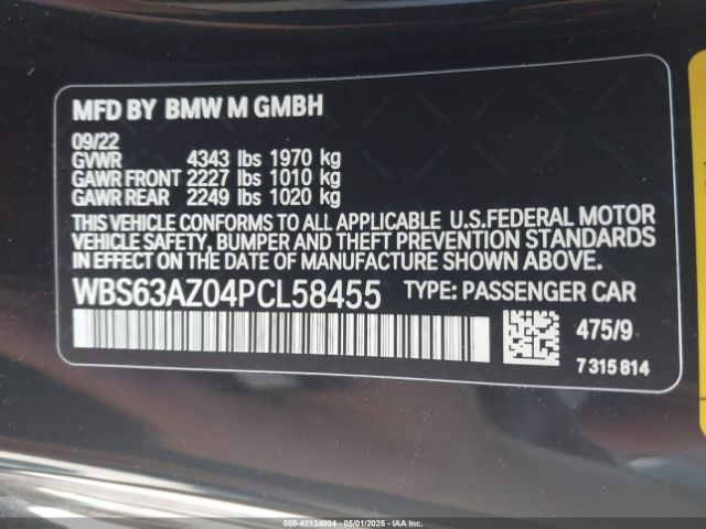WBS63AZ04PCL58455 BMW M4 Csl