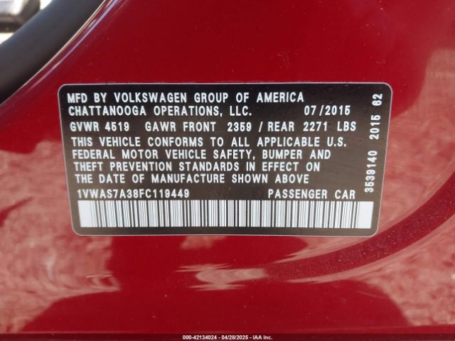 1VWAS7A38FC119449 Volkswagen Passat 1.8t Limited Edition