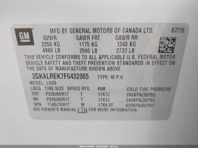 2GKALREK7F6432065 GMC Terrain Sle-2