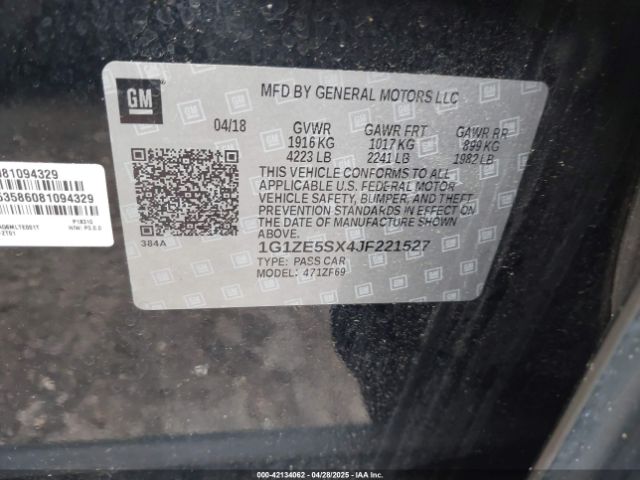 1G1ZE5SX4JF221527 Chevrolet Malibu Premier