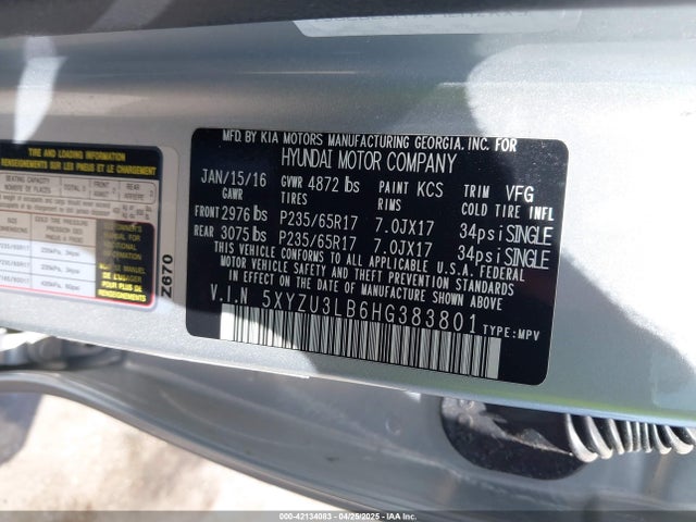 5XYZU3LB6HG383801 Hyundai Santa Fe Sport 2.4l