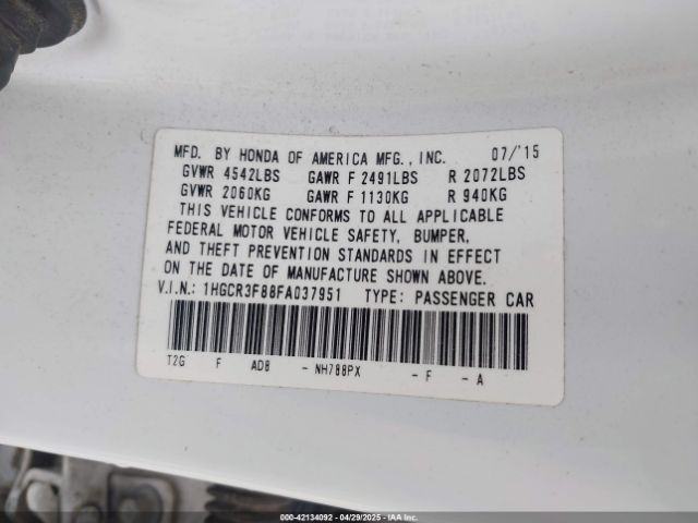 1HGCR3F88FA037951 Honda Accord Ex-l V-6