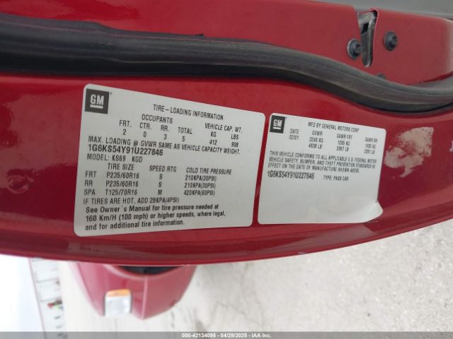 2001 CADILLAC SEVILLE 1G8KS54Y91U227846 Photo 8