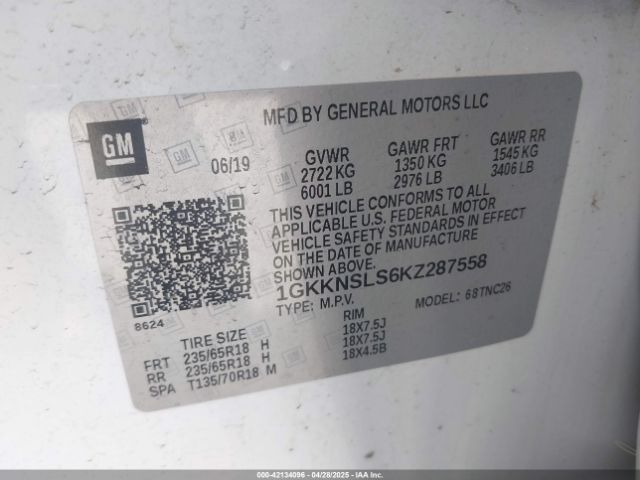 2019 GMC ACADIA 1GKKNSLS6KZ287558 Photo 8
