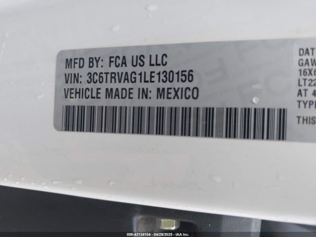 3C6TRVAG1LE130156 RAM Promaster 1500 Low Roof 136 Wb