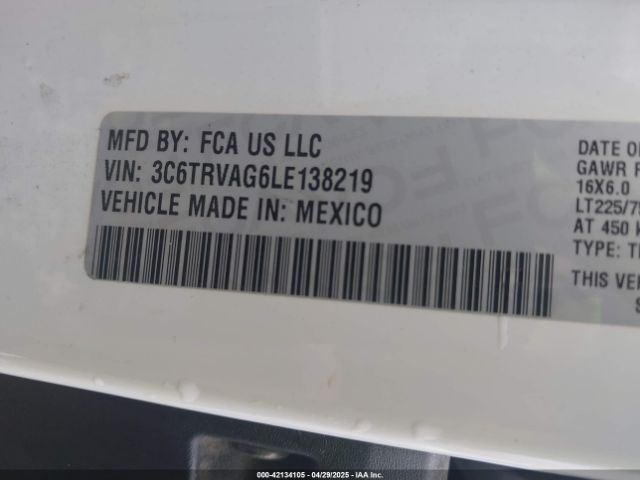 3C6TRVAG6LE138219 RAM Promaster 1500 Low Roof 136 Wb