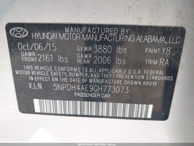 5NPDH4AE9GH773073 Hyundai ELANTRA SE