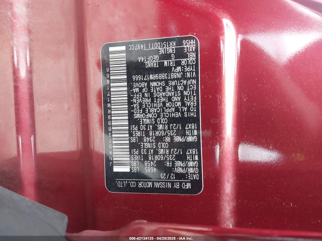 JN8BT3BB9RW171666 Nissan Rogue Sv Intelligent Awd