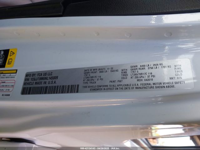 2022 JEEP GLADIATOR 1C6JJTBM6NL145009 Photo 8