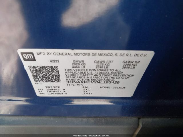 2022 CHEVROLET EQUINOX 3GNAXKEV2NL193429 Photo 8