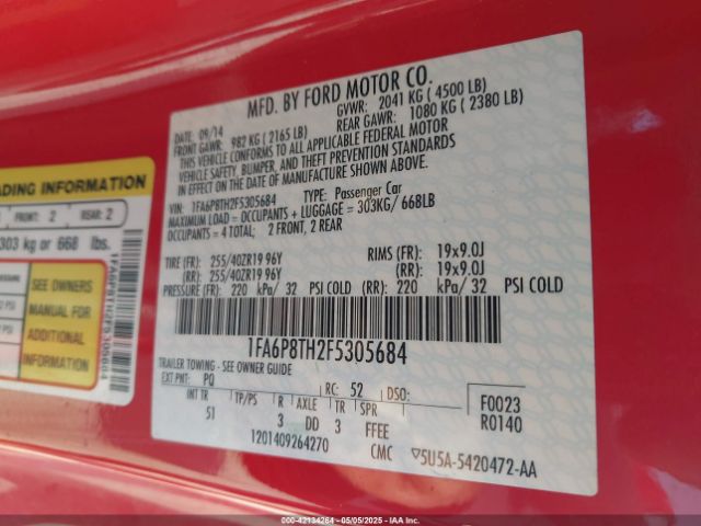 2015 FORD MUSTANG 1FA6P8TH2F5305684 Photo 8