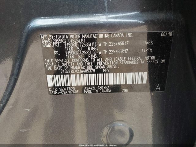 2T3ZFREV2JW485379 Toyota RAV4 LE